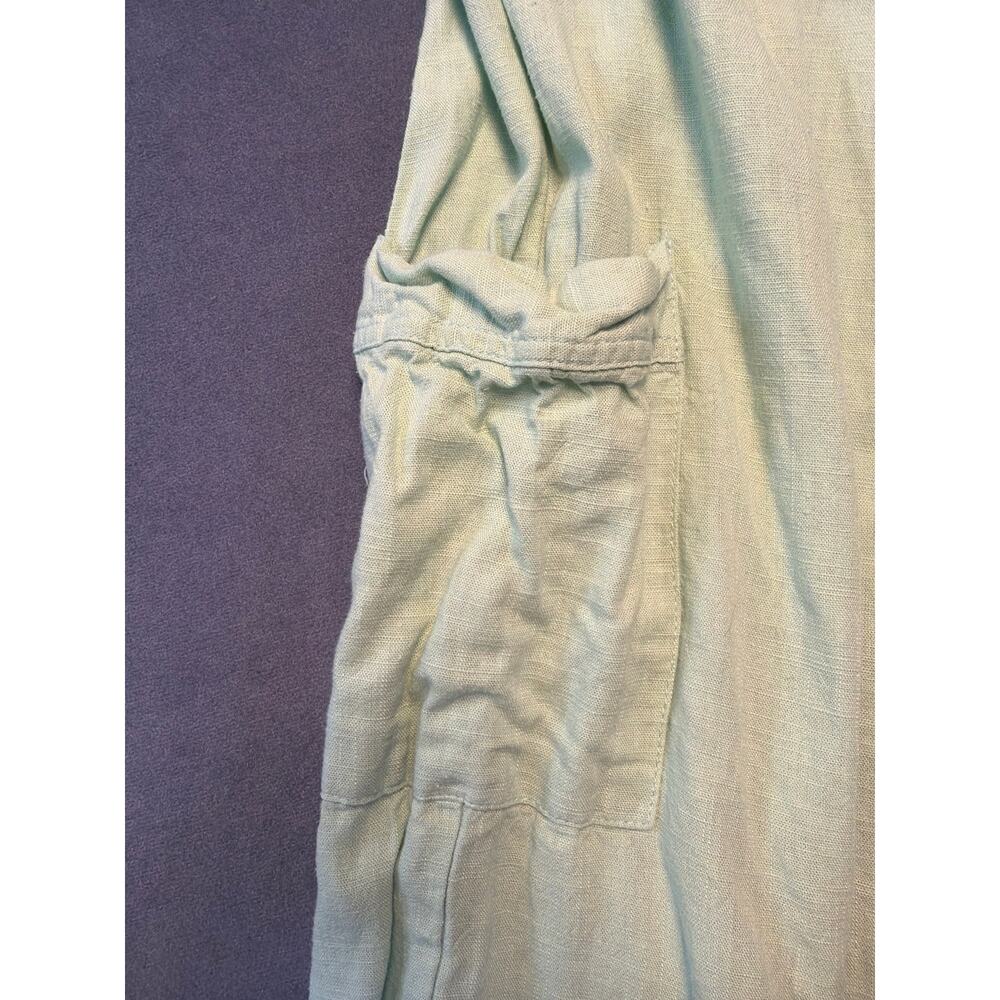 Coco + Jaimeson Linen Drawstring Waist Pants Womens M Mint Wide Leg - Picture 3 of 10
